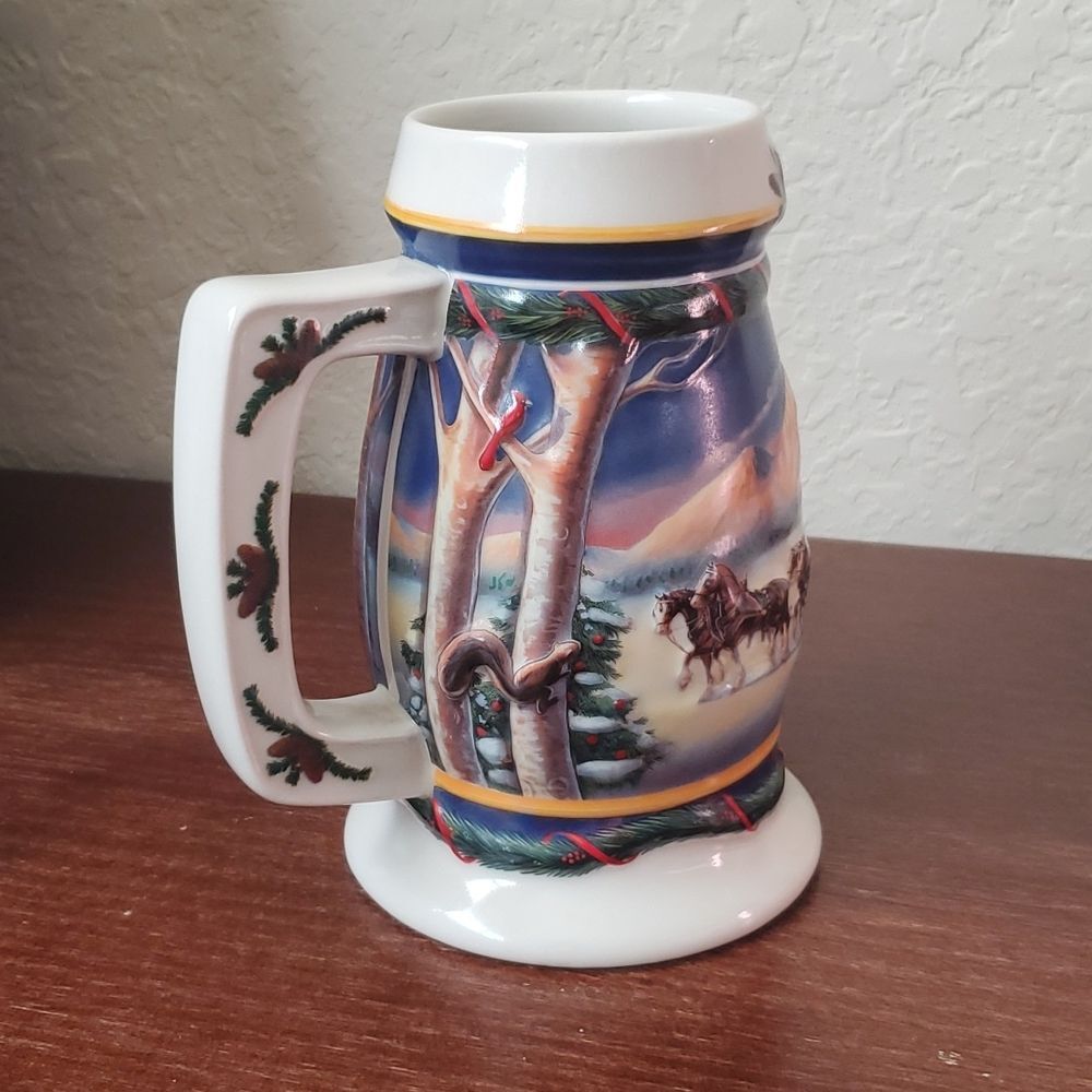 Vintage 2000 Budweiser Holiday Stein Holiday in the Mountains CS416 Clydesdales - Picture 4 of 10